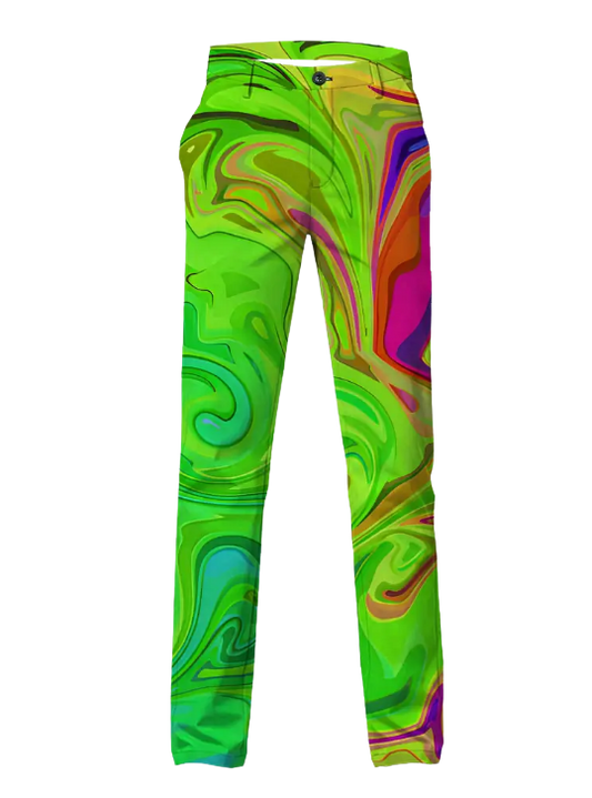 Stylish Men's Suit with Neon Stitching and Glow-Inspired Color Blocking