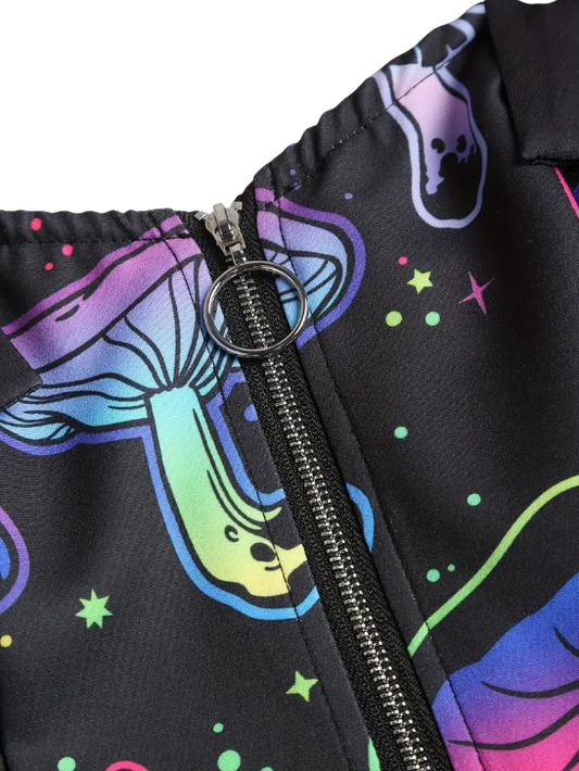 Colorful Mushroom Print Sleeveless Dress