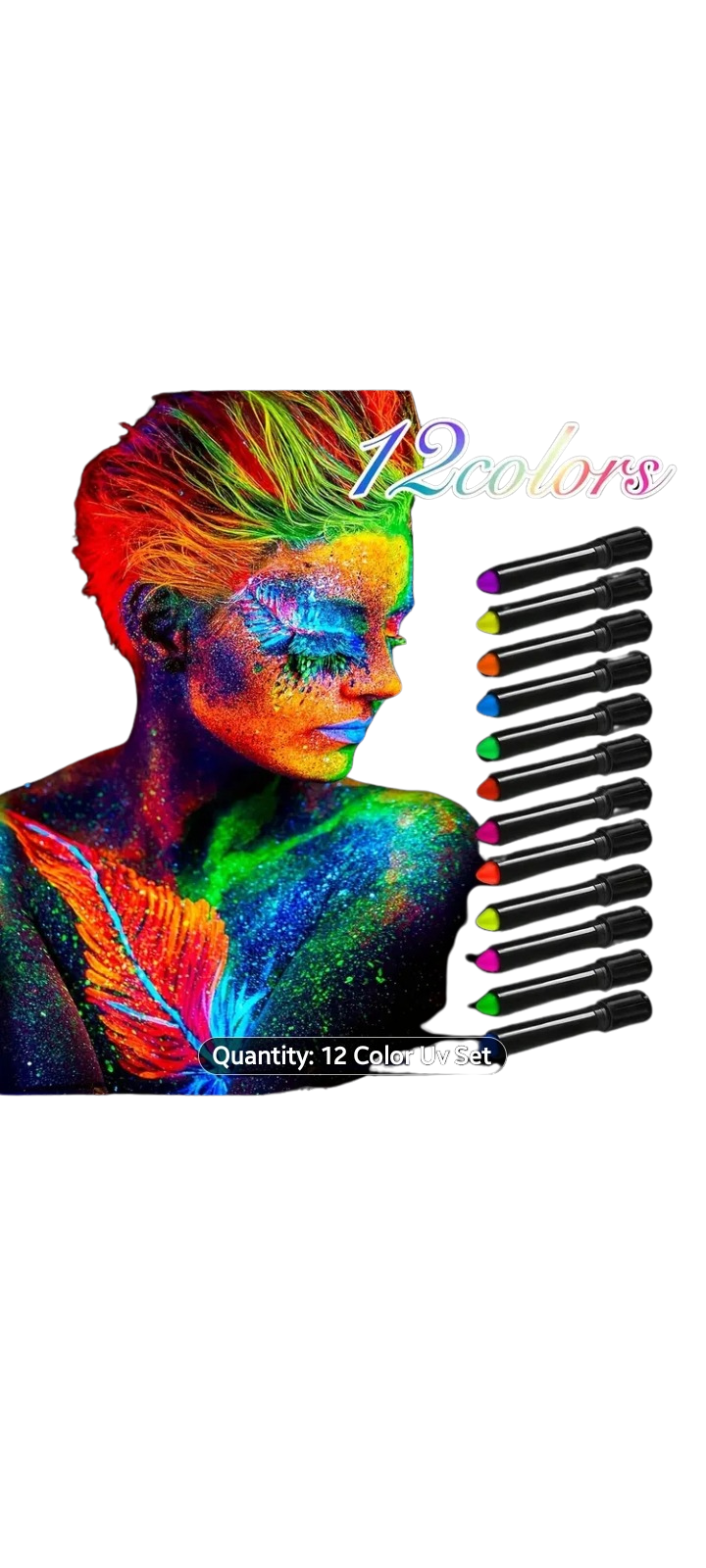 12-Color UV Body Paint Marker Set