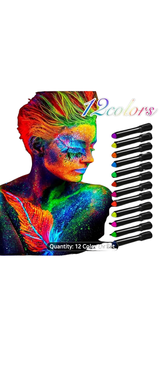 12-Color UV Body Paint Marker Set